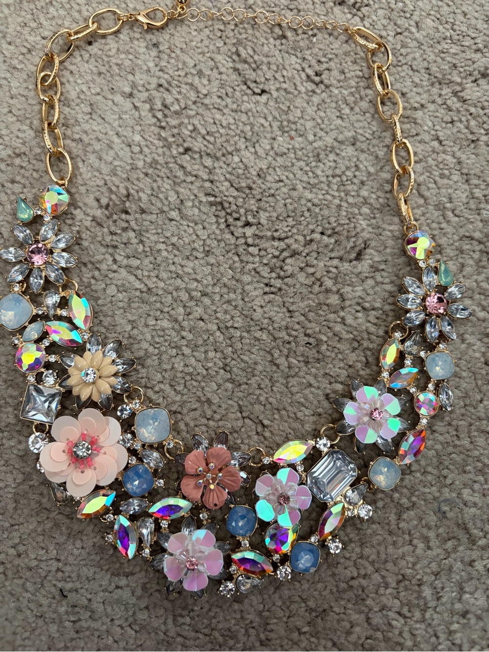 NWOT Aratta Floral  Statement Necklace with Iridescent and Pink Accents - Picture 12 of 16